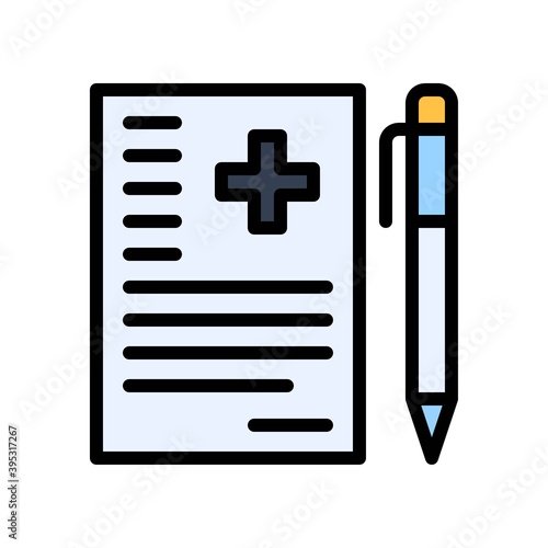 Obraz na płótnie sickness and disease related note pad or medicine pad with pen vectors with editable stroke, w salonie