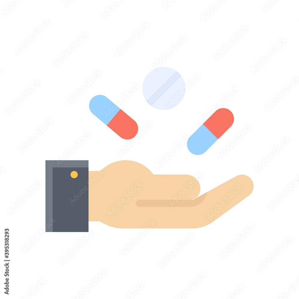 sickness and disease related medicine or pills on had vectors in flat style,