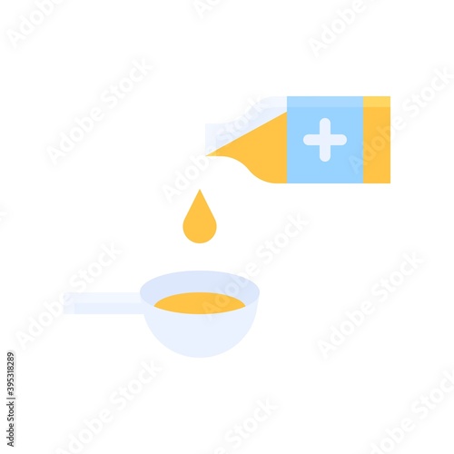 Obraz na płótnie sickness and disease related medicine bottle with spoon vectors in flat style, w salonie