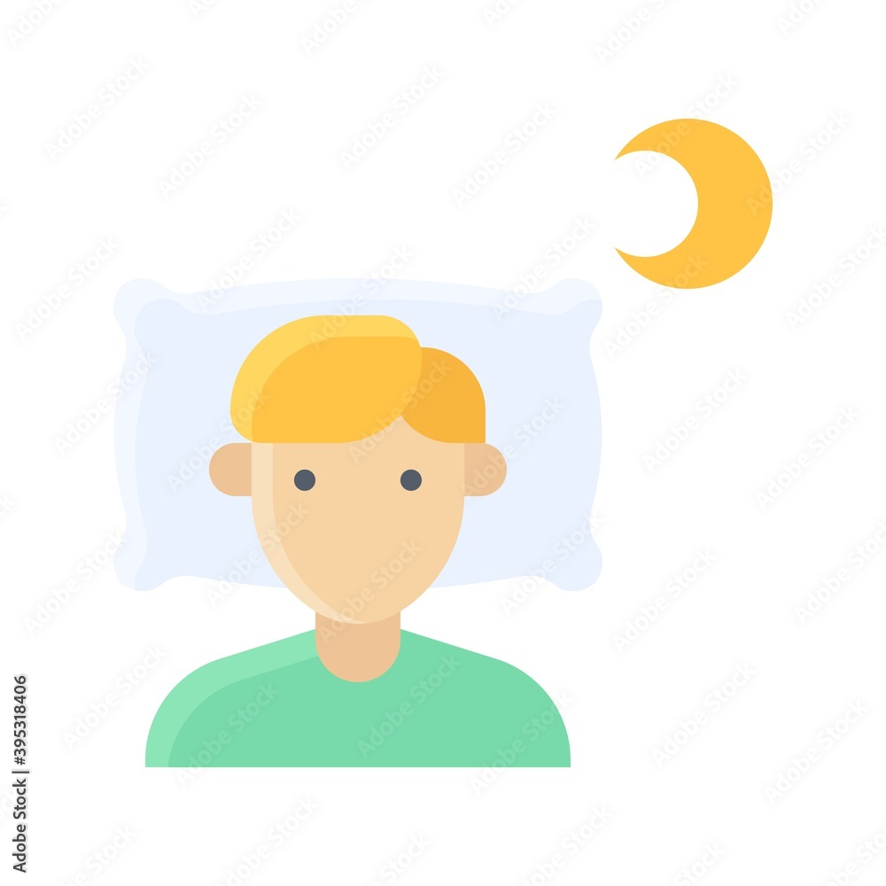 sickness and disease related patient or boy with moon vectors in flat style,