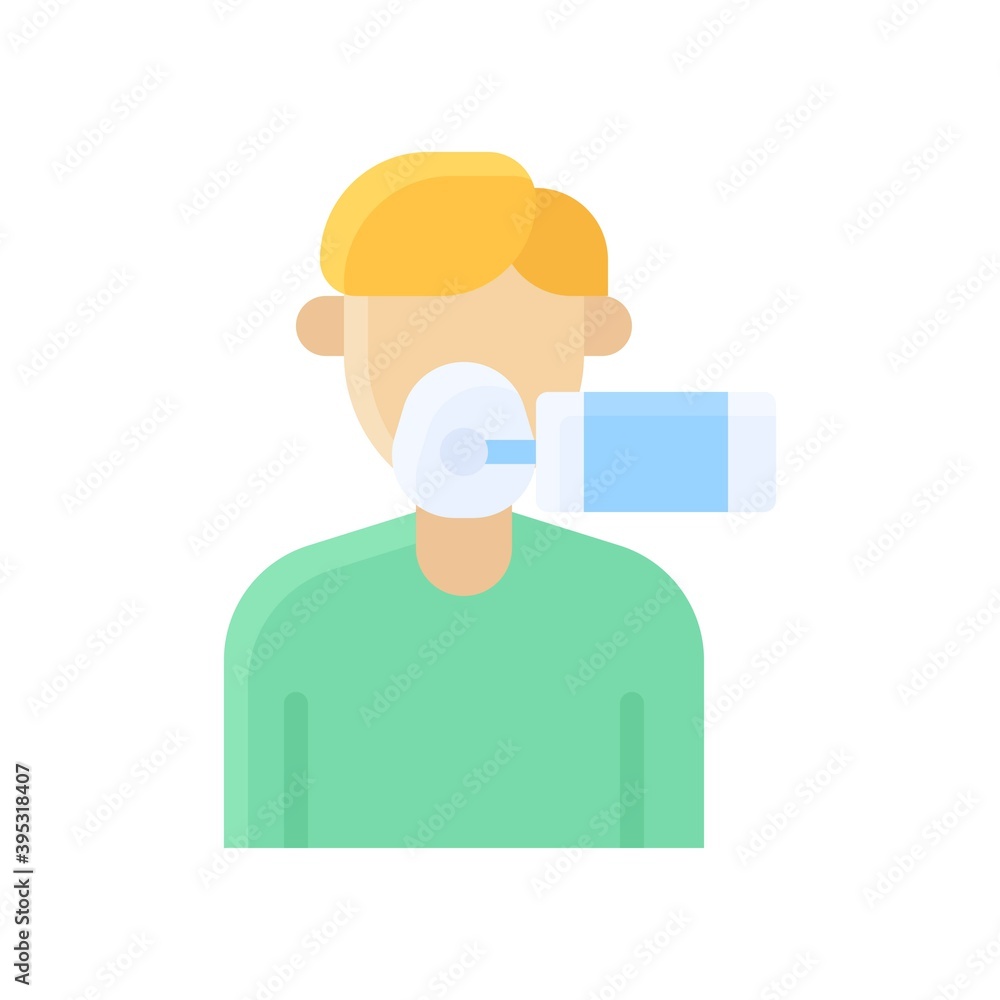 sickness and disease related patient or boy with lack of air vectors in flat style,