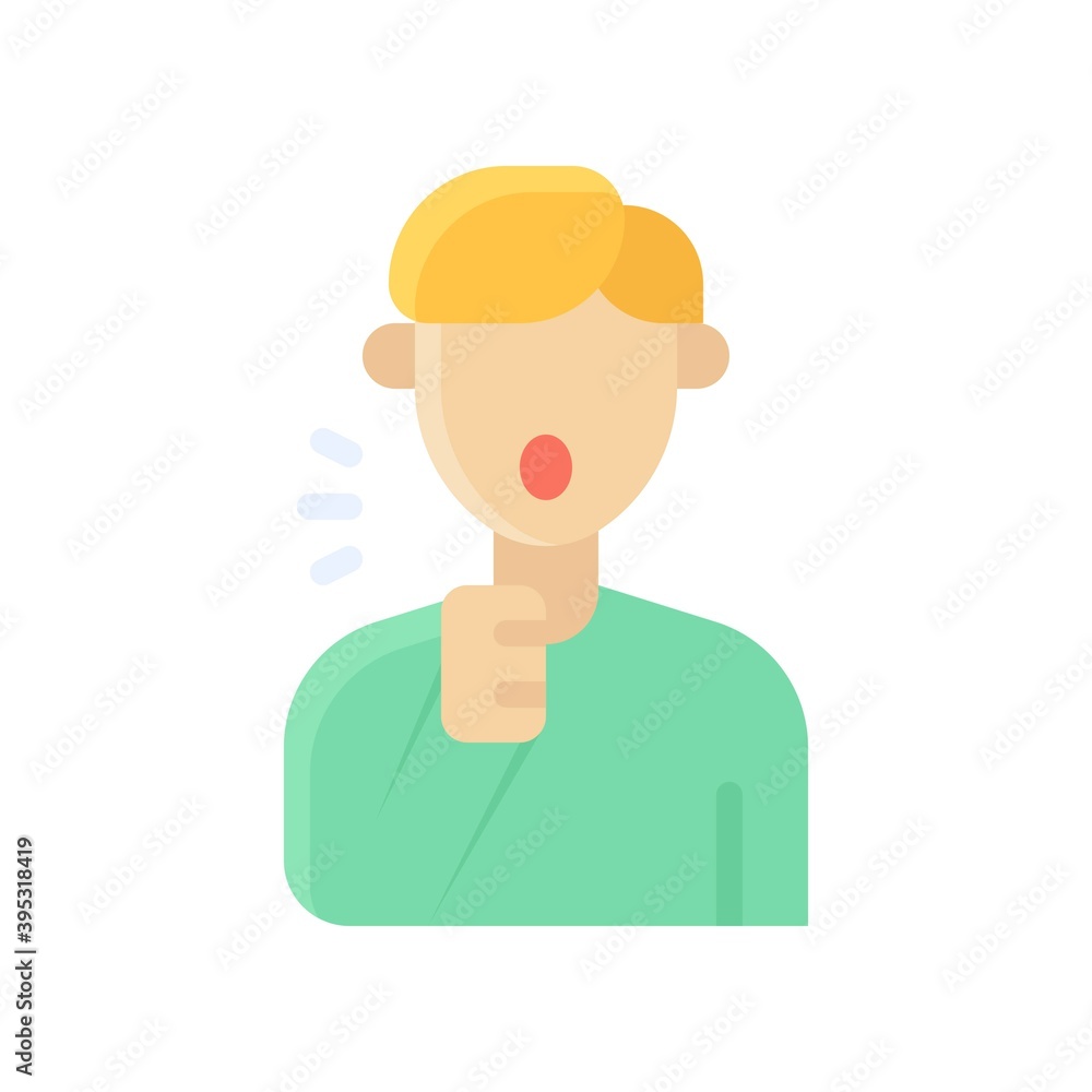 sickness and disease related patient or boy with cough hand vectors in flat style,