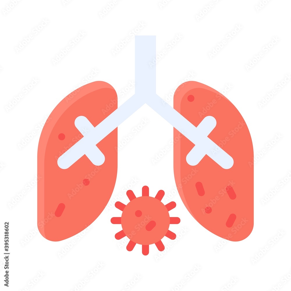 sickness and disease related lungs disease with virus vectors in flat style,