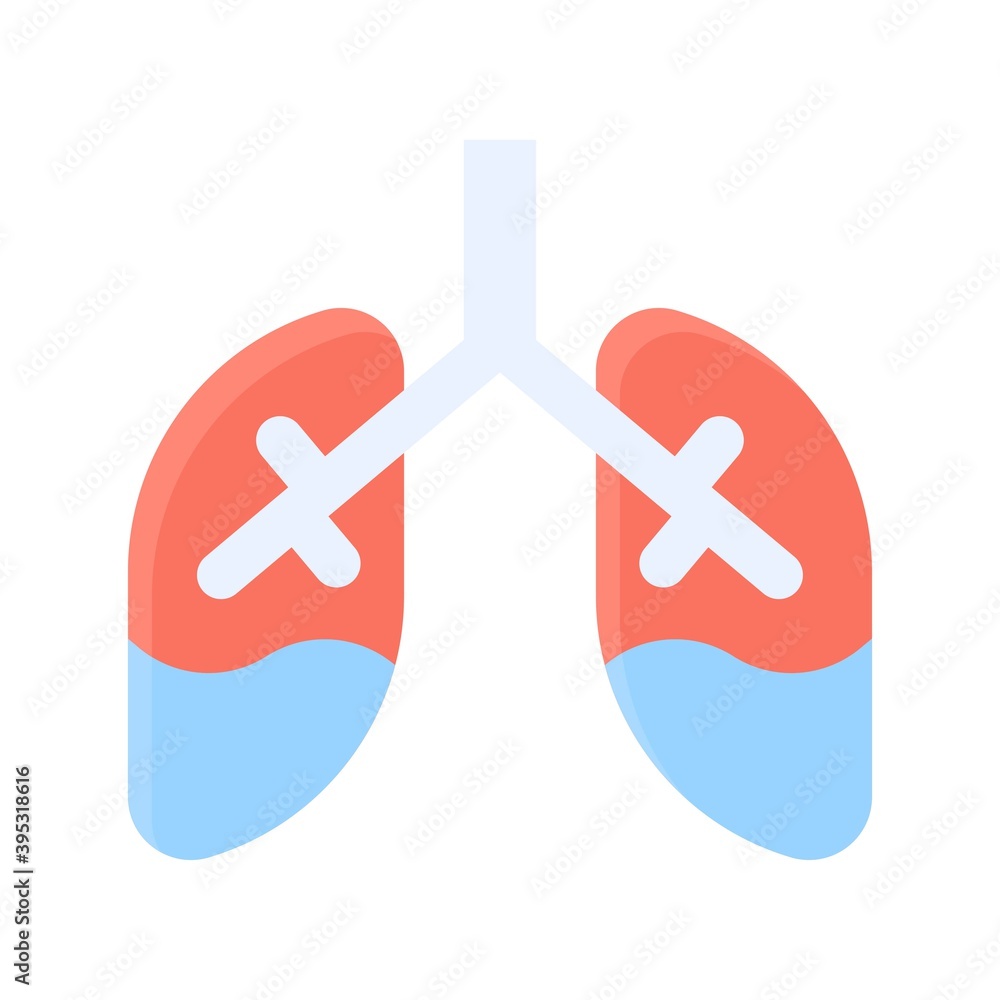 sickness and disease related lungs disease with water in lungs vectors in flat style,