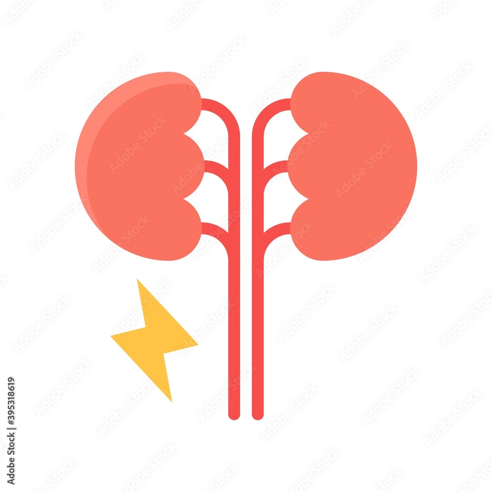 sickness and disease related kidny pain in humen vectors in flat style,