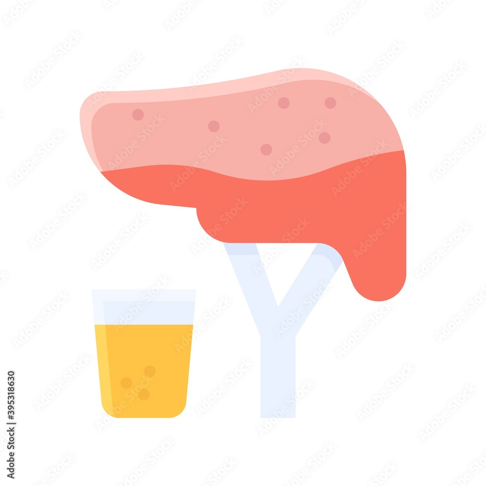 sickness and disease related liver disease with virus vectors in flat style,