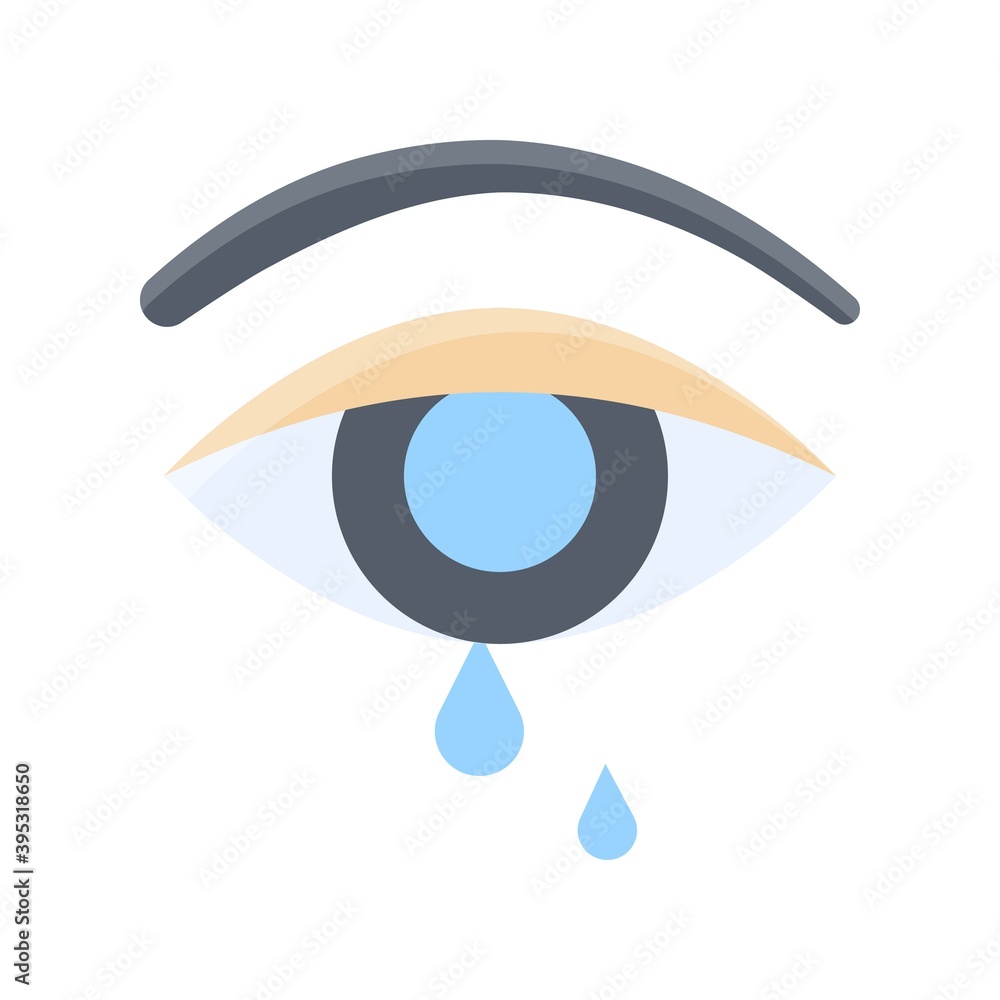 sickness and disease related humen eye water droping disease vectors in flat style,