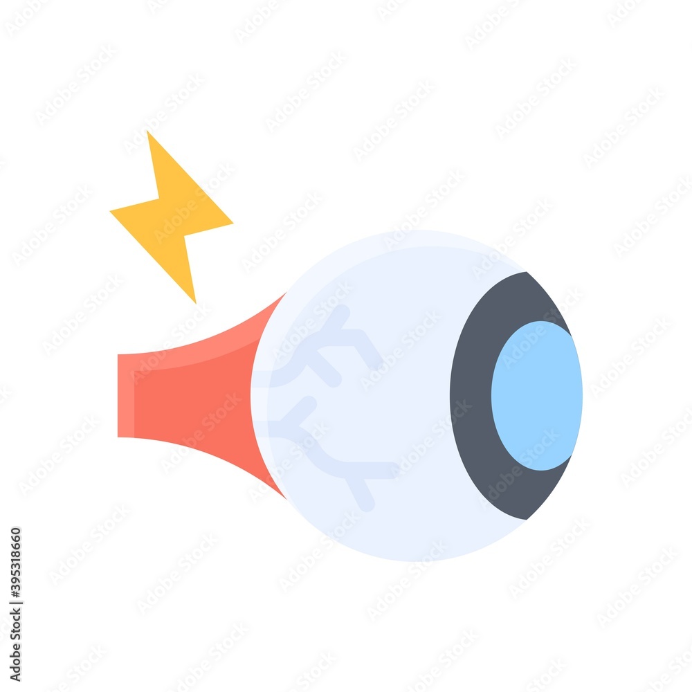 sickness and disease related humen eye ball pain disease vectors in flat style,