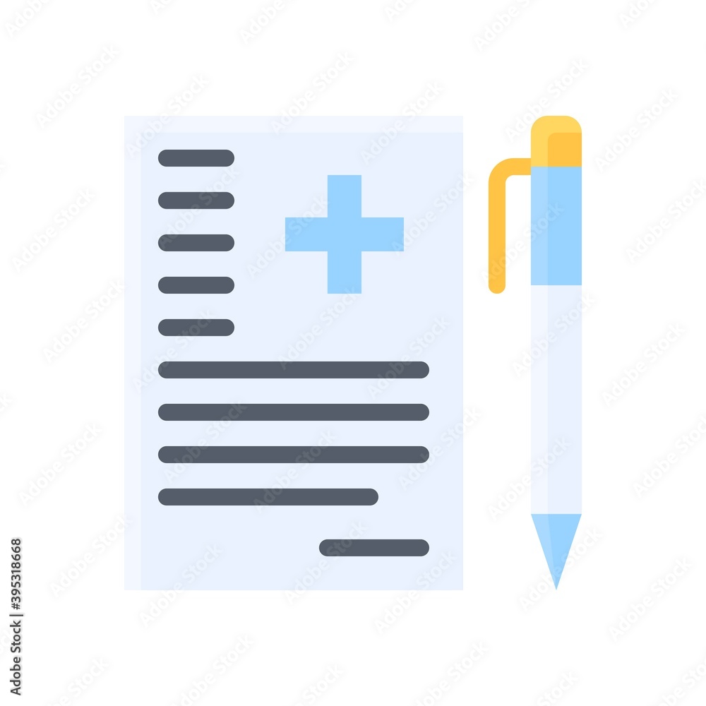 sickness and disease related note pad or medicine pad with pen vectors in flat style,