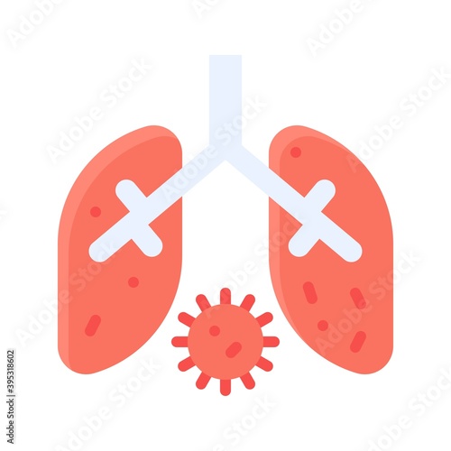 Obraz na płótnie sickness and disease related lungs disease with virus vectors in flat style, w salonie
