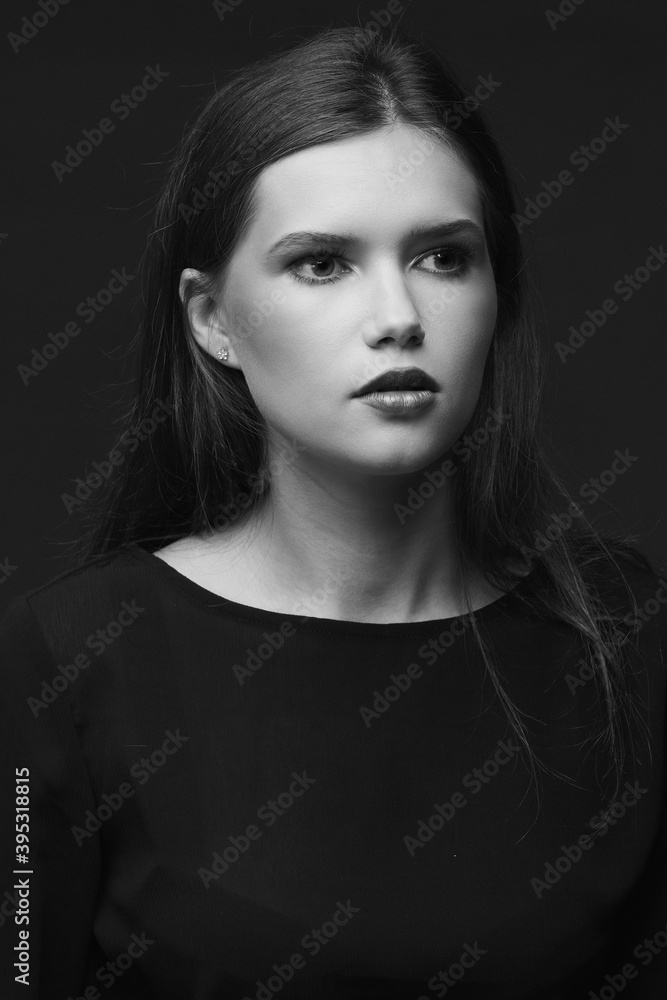 Portrait of Russian beauty in black and white Portrait of Russian beauty in black and white