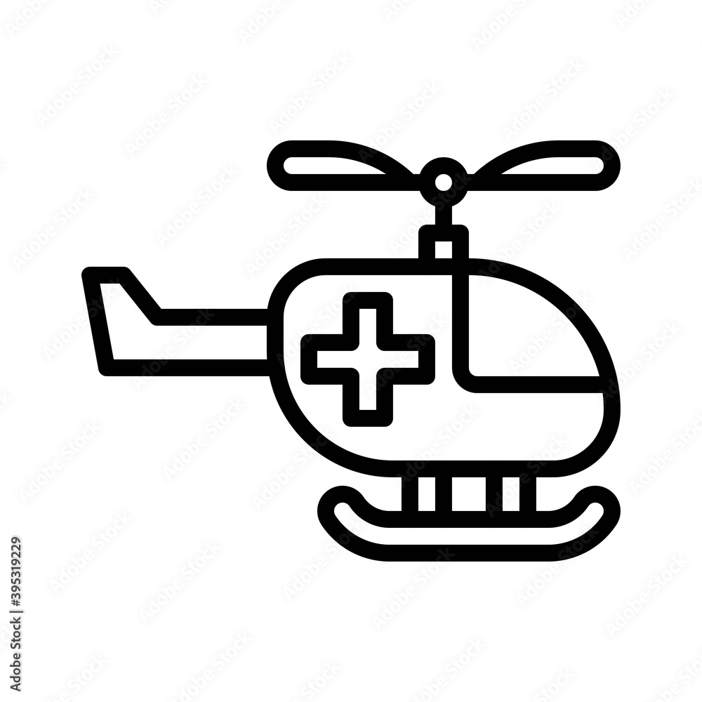 sickness and disease related helicopter ambulance vectors in lineal style,