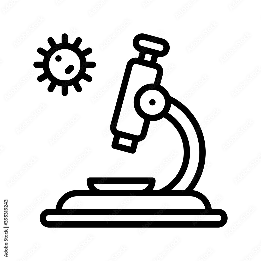 sickness and disease related microscope with virus vectors in lineal style,
