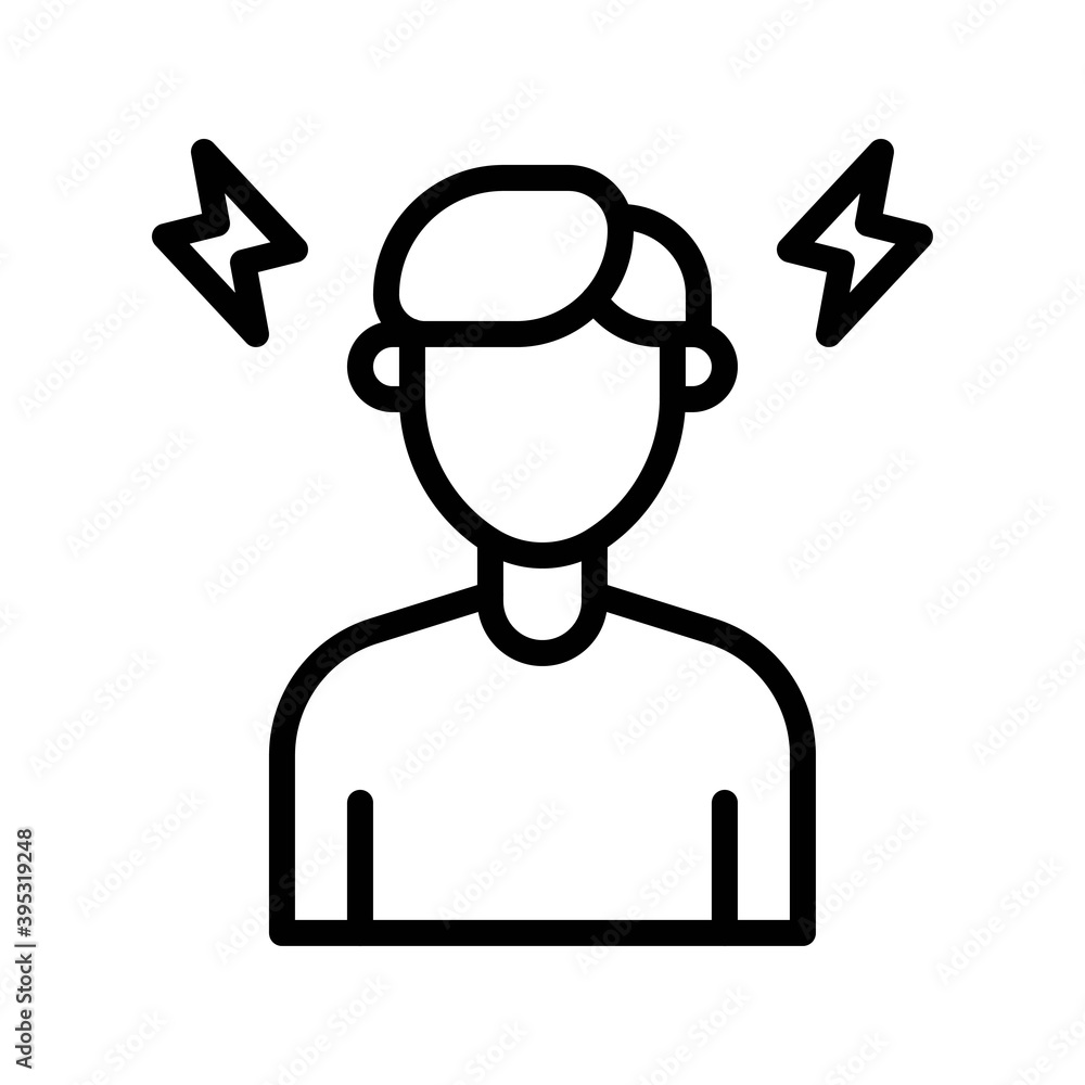 sickness and disease related boy or patient with headache pain vectors in lineal style,