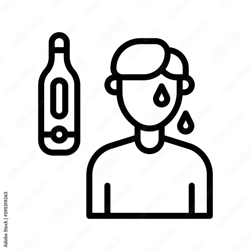 sickness and disease related patient with temprature or thermometer vectors in lineal style,