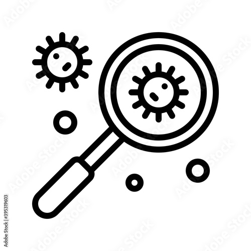 Obraz na płótnie sickness and disease related virus with magnifying glass vectors in lineal style, w salonie