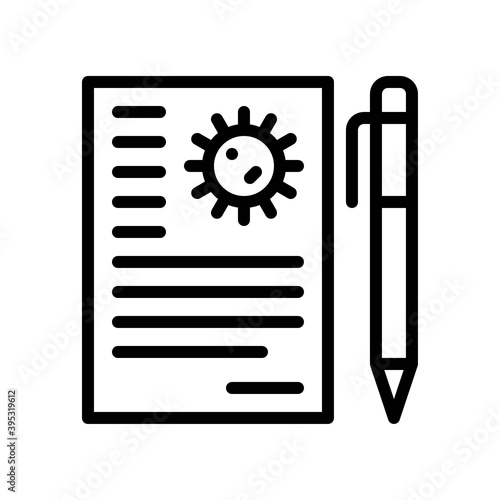 sickness and disease related note pad or medicine pad with pen vectors in lineal style,