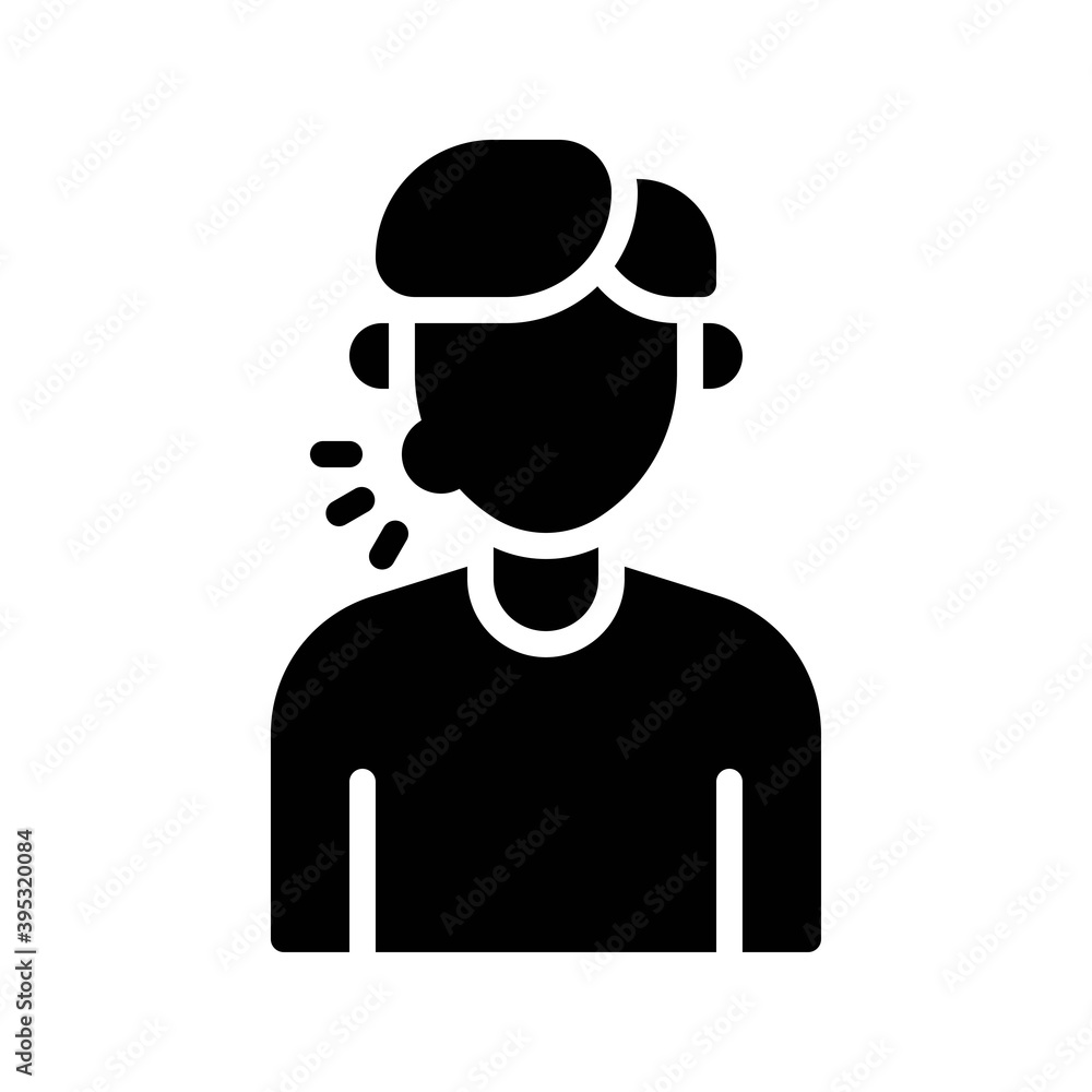 sickness and disease related boy or patient face swelling vectors in solid design,