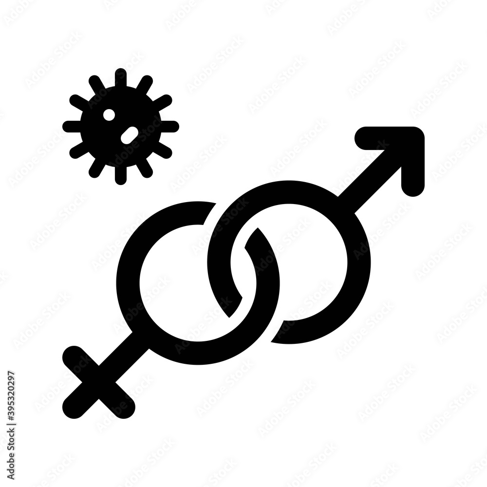 sickness and disease related humen gender sign with virus vectors in solid design,