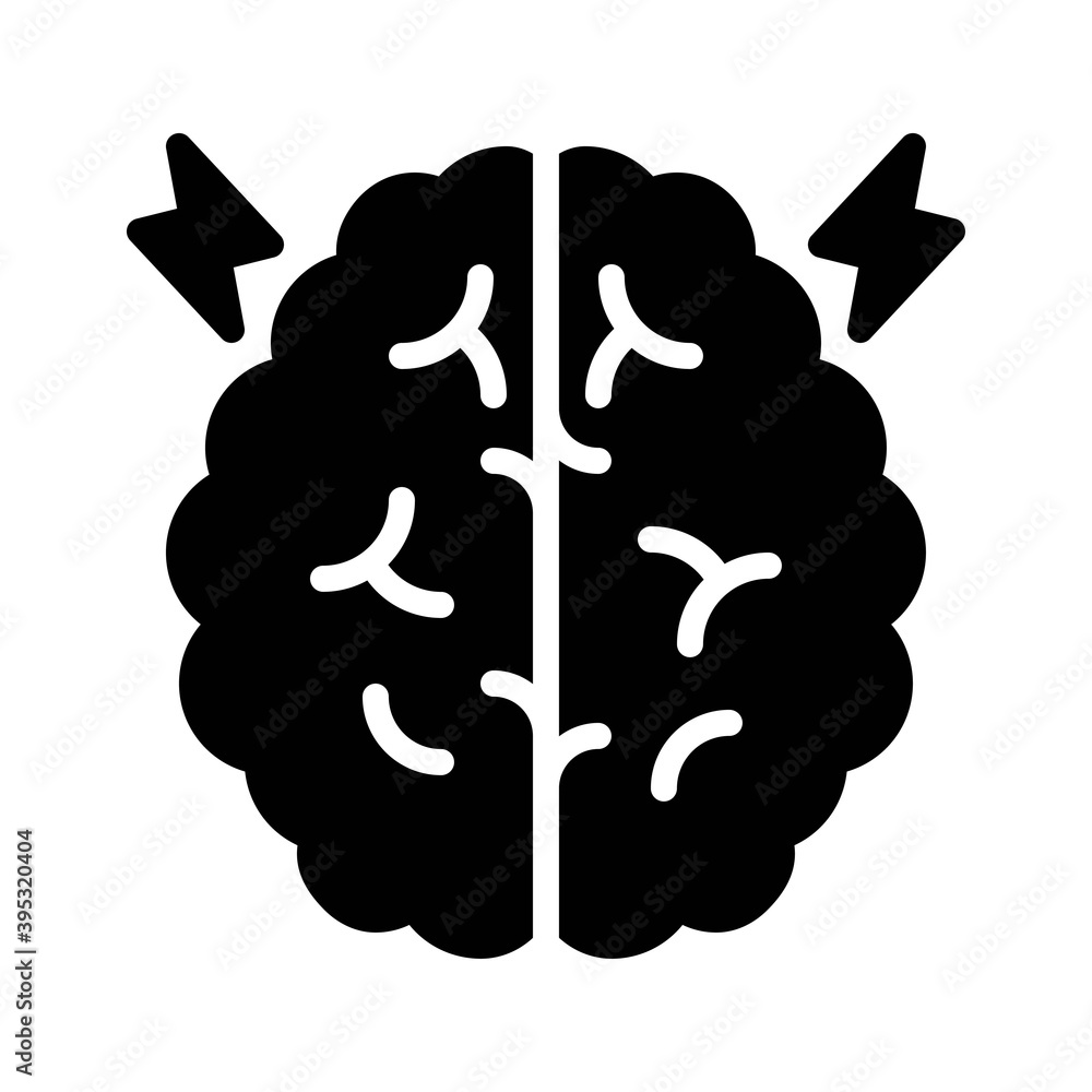 sickness and disease related humen brain pain or disease vectors in solid design,