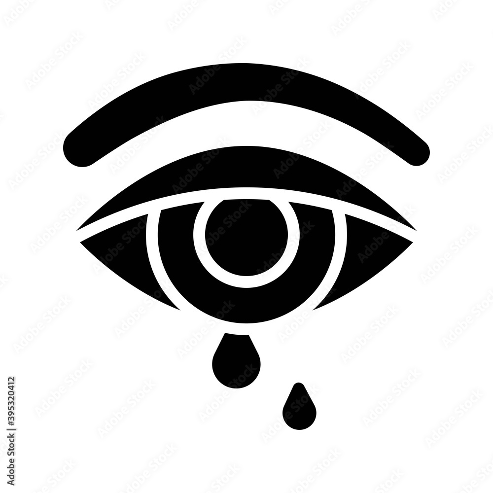 sickness and disease related humen eye water droping disease vectors in solid design,