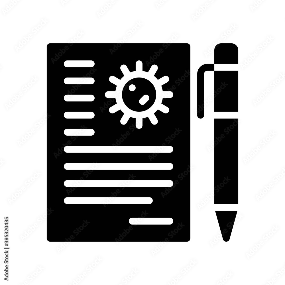 sickness and disease related note pad or medicine pad with pen vectors in solid design,
