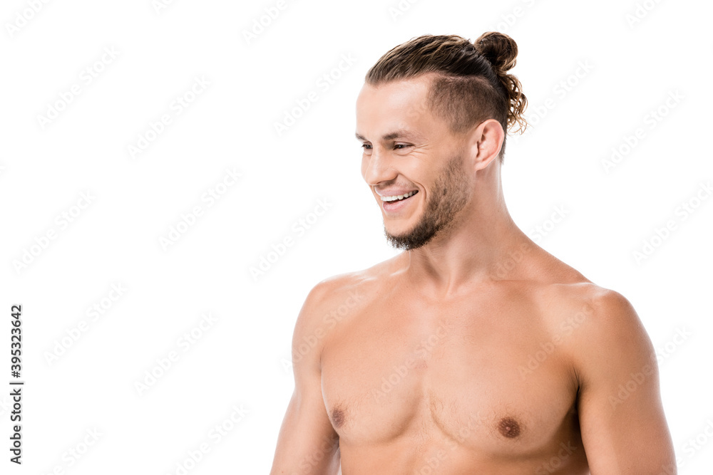  sexy shirtless man posing isolated on white