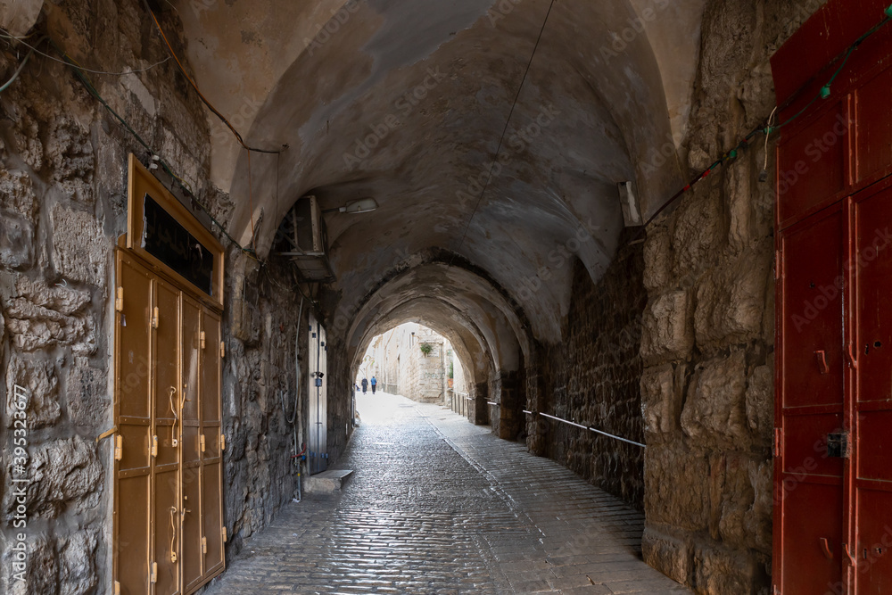 The Lions  Gate Street near the Lion Gate in the old city of Jerusalem, in Israel