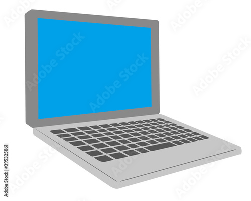 Laptop with a light blue screen