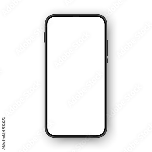 Frameless phone with thin borders and blank empty screen.