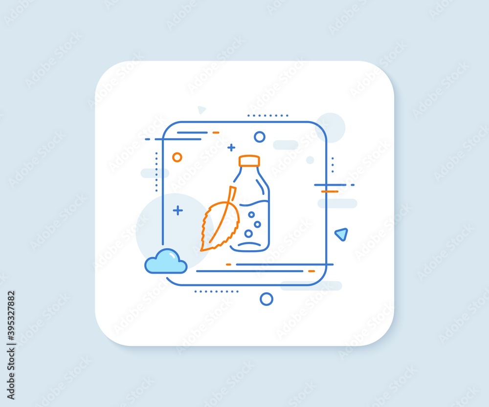 Water bottle line icon. Abstract square vector button. Soda aqua drink sign. Mint leaf symbol. Water bottle line icon. Quality concept badge. Vector Water bottle line icon. Abstract square vector button. Soda aqua drink sign. Mint leaf symbol. Water bottle line icon. Quality concept badge. Vector