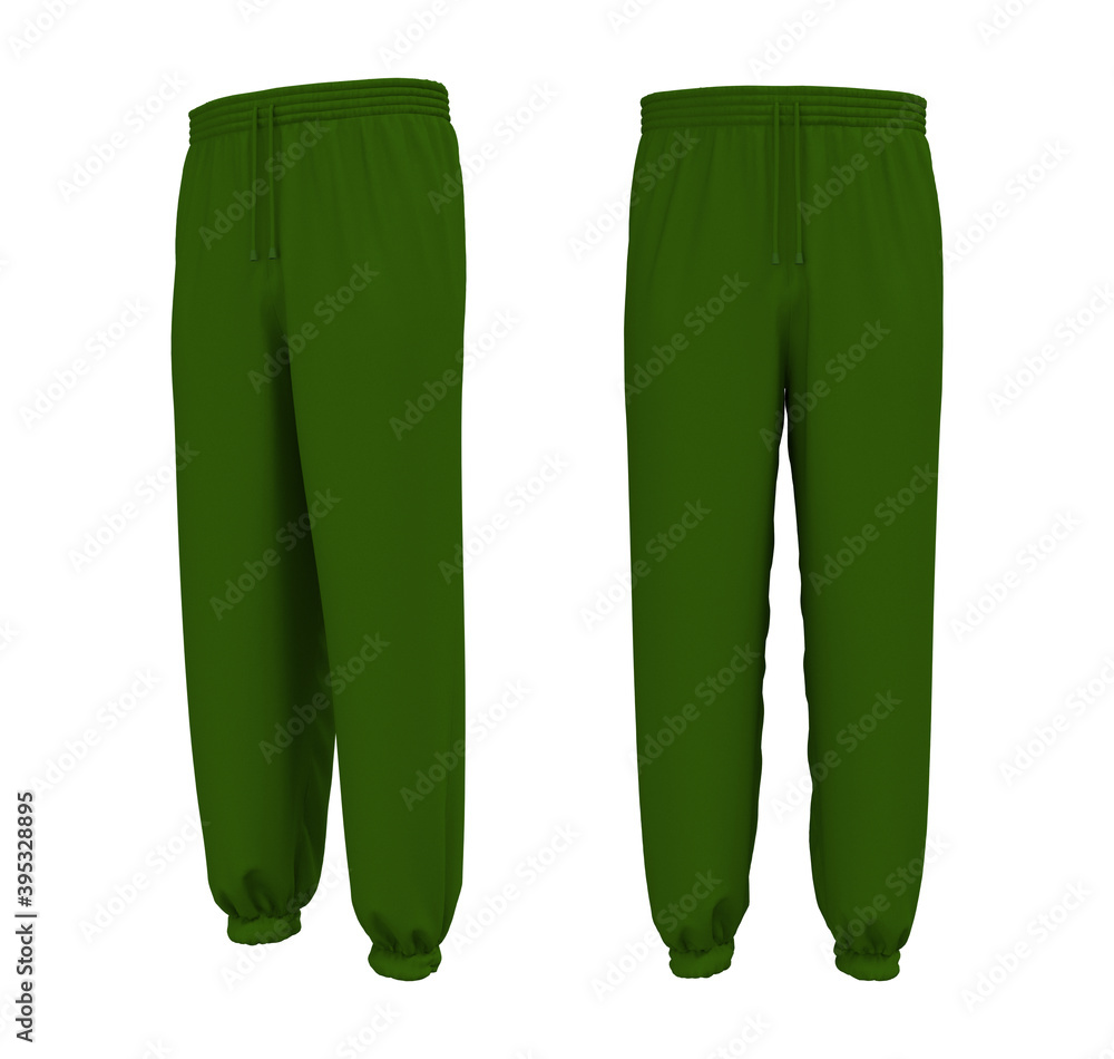 Blank joggers mockup, front and side views. Sweatpants. 3d rendering, 3d illustration. Blank joggers mockup, front and side views. Sweatpants. 3d rendering, 3d illustration.