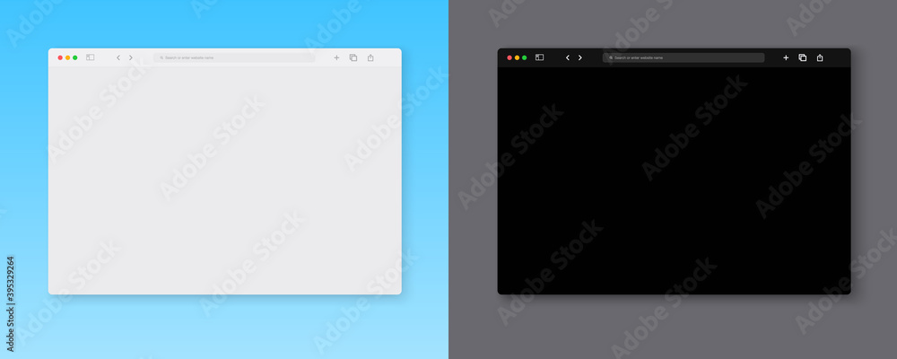 Naklejka premium Web browser window template. Blank screen web browser in flat design. Vector illustration