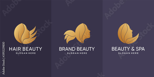 beauty hair logo premium vector