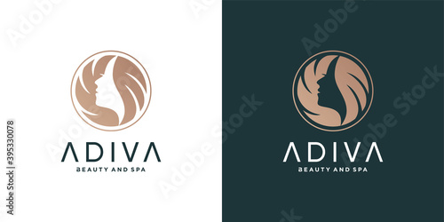 female hair beauty logo premium vector