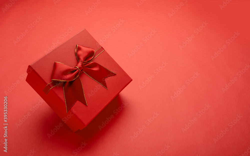 New Year gifts on red background New Year gifts on red background