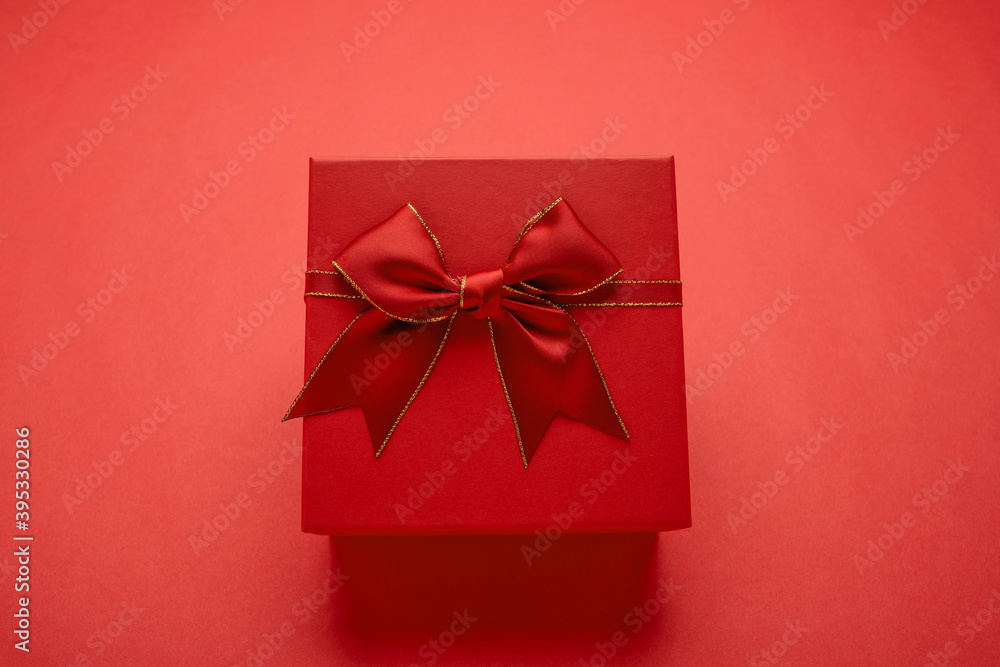 New Year gifts on red background New Year gifts on red background