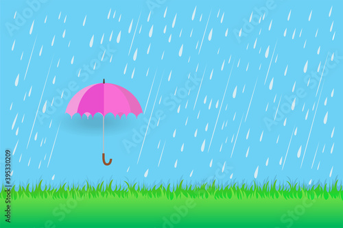 umbrella in rainy season, Rain and  cloud vector vector design.