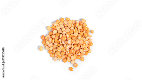 Pea groats on a white background. High quality photo