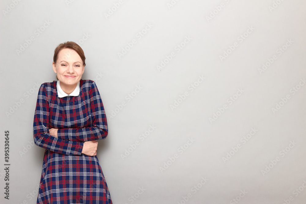 Portrait of happy cheerful girl laughing at funny joke Portrait of happy cheerful girl laughing at funny joke