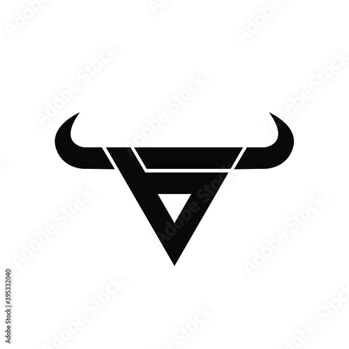abstract letter b  triangle bull head logo 