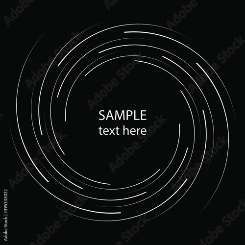 White curved speed lines in vortex form. Vector illustration. Design element for logo, sign, symbol, web pages, prints, posters, template, monochrome pattern and abstract background