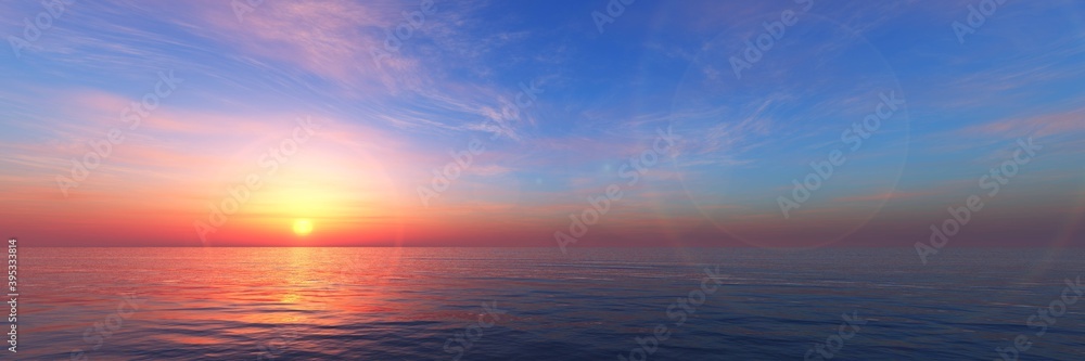 panorama of sea sunset, sunrise, Banner