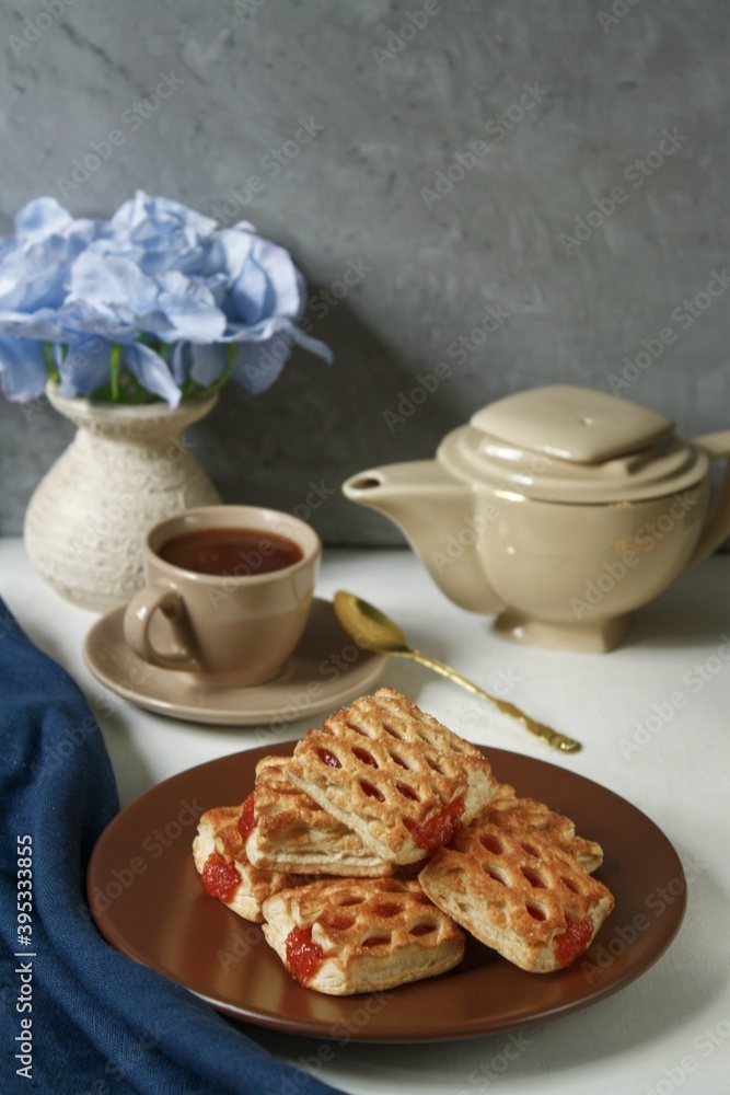 Breakfast with coffee and cookies Breakfast with coffee and cookies
