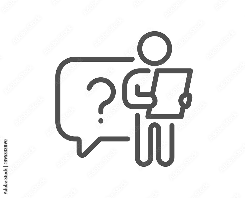 Search employee line icon. Interview candidate sign. Question mark symbol. Quality design element. Linear style search employee icon. Editable stroke. Vector Search employee line icon. Interview candidate sign. Question mark symbol. Quality design element. Linear style search employee icon. Editable stroke. Vector