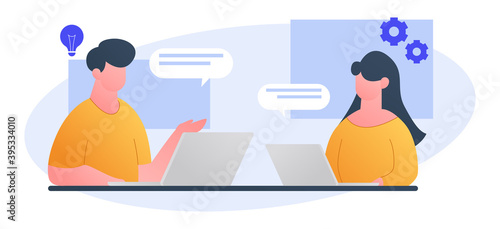 set of people work as customer care, call center illustration vector