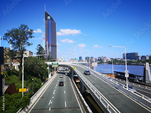 Riverside Expressway is part of the Pacific Motorway that runs through Brisbane. It is made up of various bridges and overpasses.