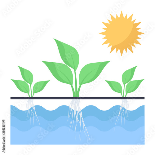 soilless cultivation Concept, hydroponic farm Vector color Icon Design, Smart agriculture symbol on white background, Digital agriculture Sign, satellite farming stock illustration 