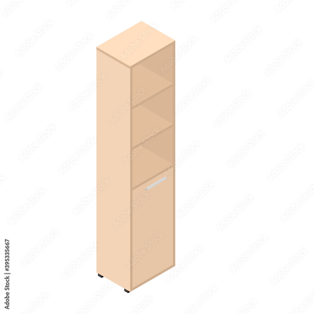 Bookcase, isometric design. 3D render. Vector illustration. Bookcase, isometric design. 3D render. Vector illustration.