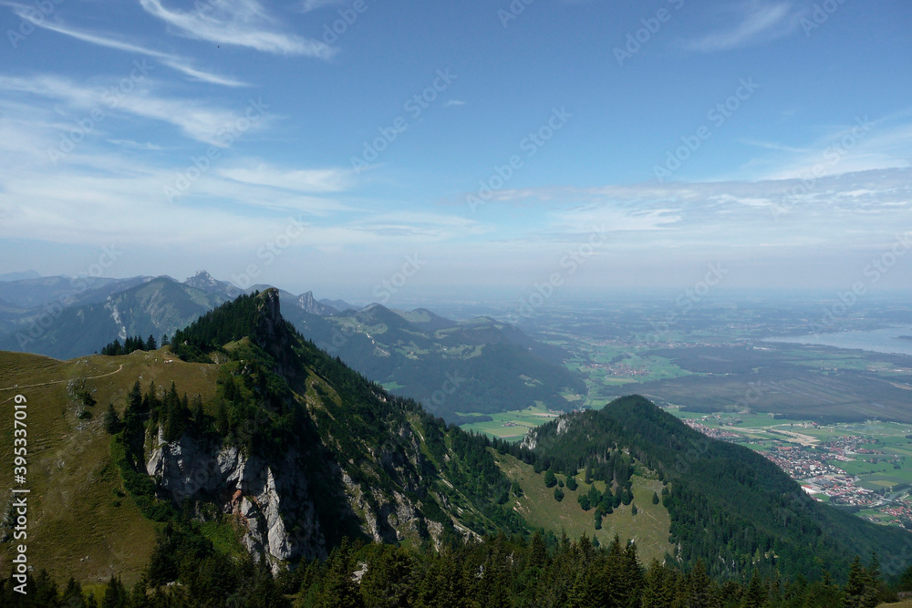 Mountain hiking tour to Hochgern mountain, Bavaria, Germany